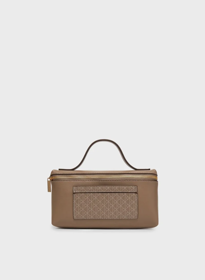CALVIN KLEIN Coated Emblem Logo vanity bag